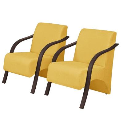 Kit 2 Poltronas Vênus 1 Lugar Pés Madeira Amarelo