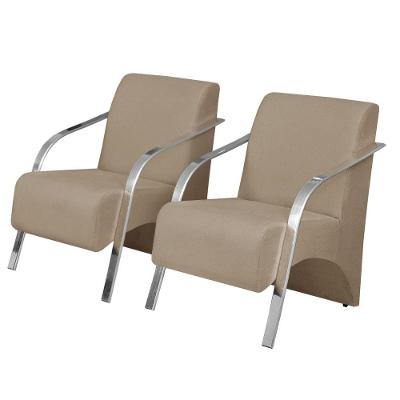 Kit 2 Poltronas Vênus 1 Lugar Pé Alumínio Cappuccino.