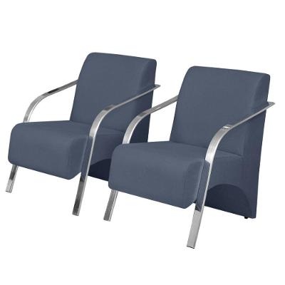 Kit 2 Poltronas Vênus 1 Lugar Pé Alumínio Azul Bic