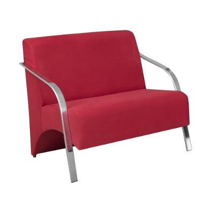 Poltrona 2 Lugar Vênus Braço Alumínio Suede Vermelho.