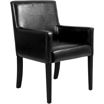 Poltrona Decorativa Sala de Estar Base Madeira Preto Liverpool Couríssimo Preto Gran Belo