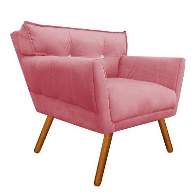 Poltrona Anitta Suede Rose Strass Pés Palito Castanho DRossi