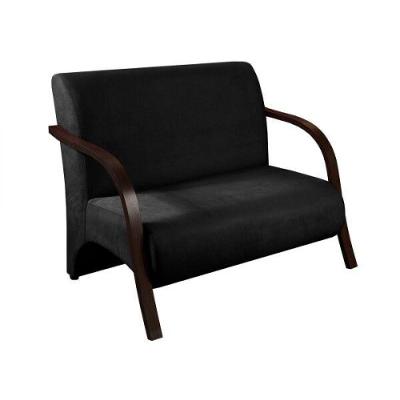 Poltrona 2 Lugares Vênus Pé Madeira Suede Preto
