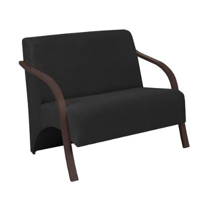 Poltrona 2 Lugares Vênus Suede Braço Madeira Preto
