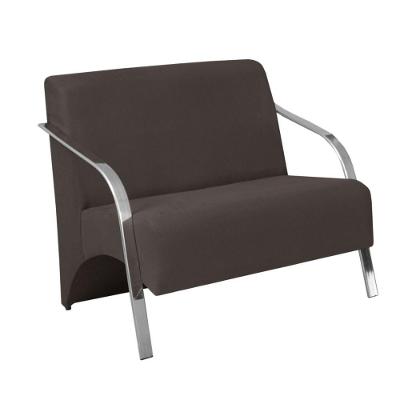 Poltrona 2 Lugares Vênus Braço Alumínio Suede Marrom.