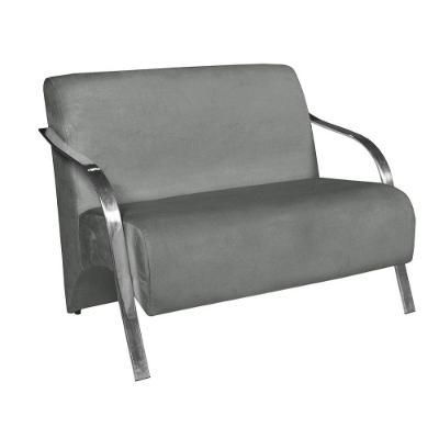 Poltrona 2 Lugares Vênus Suede Braço Alumínio Cinza