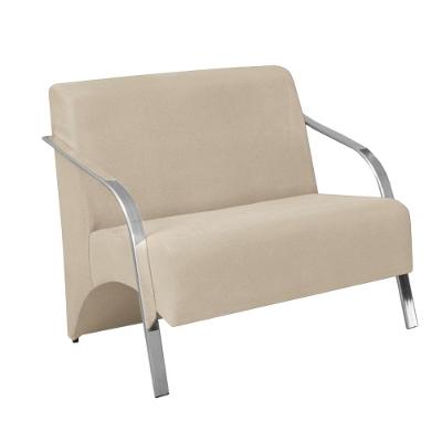 Poltrona 2 Lugares Vênus Braço Alumínio Suede Bege