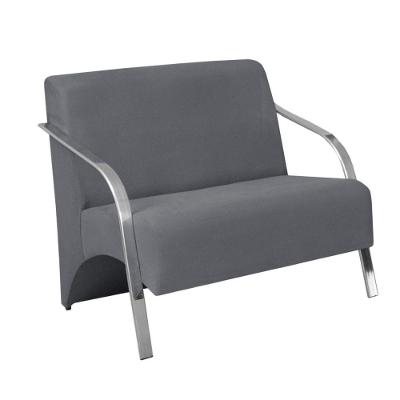Poltrona 2 Lugares Vênus Braço Alumínio Suede Cinza.