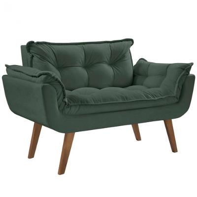 Poltrona 2 Lugares Opalla D Salla Suede Base Palito Verde