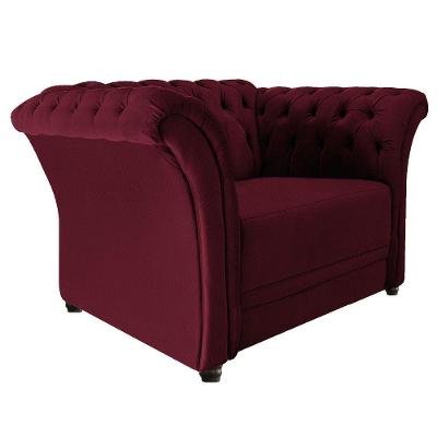 Poltrona Decorativa Chesterfield Sofia Suede Bordô Adj Decor