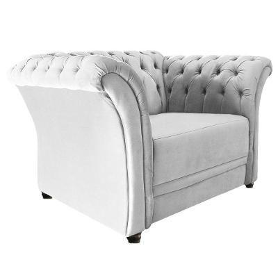 Poltrona Decorativa Chesterfield Sofia Suede Branco