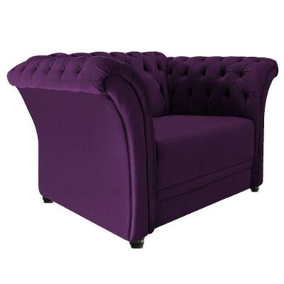 Poltrona Decorativa Chesterfield Sofia Suede Roxo Adj Decor