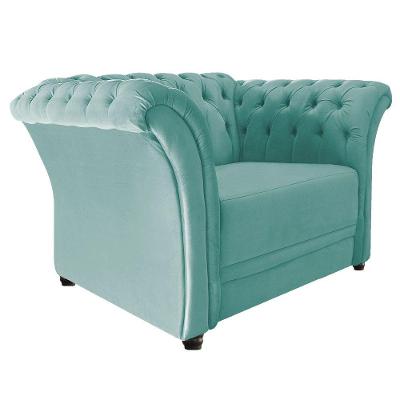 Poltrona Decorativa Chesterfield Sofia Suede Azul Tiffany