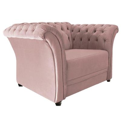 Poltrona Decorativa Chesterfield Sofia Suede Rosê Adj Decor