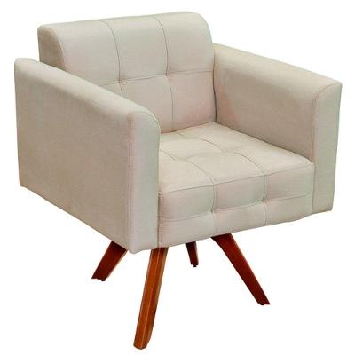 Poltrona Decorativa Sala De Estar Ana Suede Bege