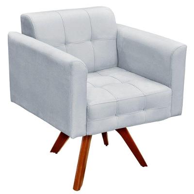 Poltrona Decorativa Sala De Estar Ana Suede Cinza