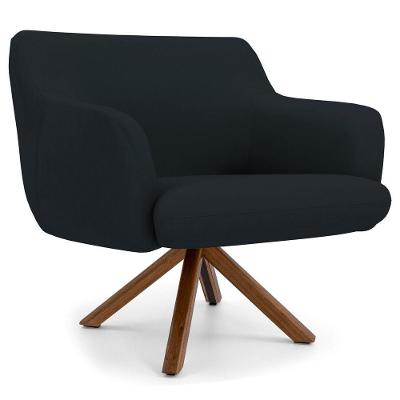 Poltrona Giratória Base Giromad Madeira Jade Veludo Preto