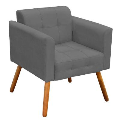 Poltrona Elisa Suede Grafite Pés Palito Castanho D´rossi