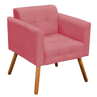 Poltrona Elisa Suede Rose Pés Palito Castanho D´rossi