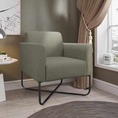 Poltrona Marisa Suede Marrom Rato Base X Industrial Preta