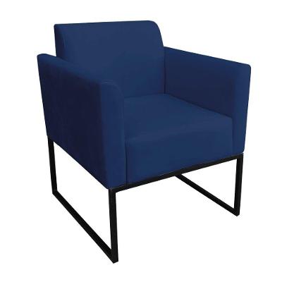 Poltrona Marisa Suede Base Metálica Preto azul Marinho