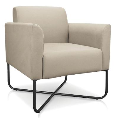 Poltrona Marisa Suede Bege Base X Industrial Preta D´rossi