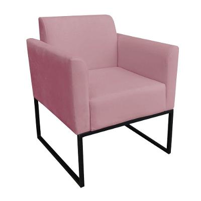 Poltrona Marisa Suede Base Industrial Metálica Preto rose