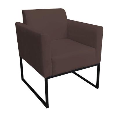 Poltrona Marisa Suede Base Industrial Metálica Preto marrom