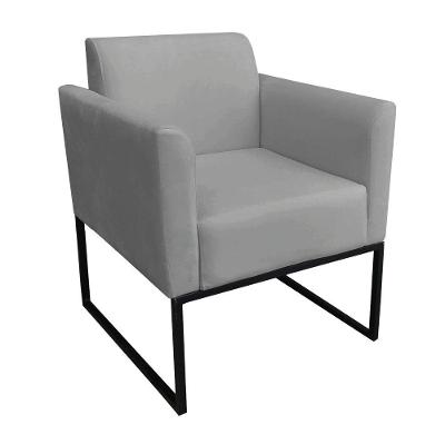 Poltrona Marisa Suede Base Industrial Metálica Preto grafite