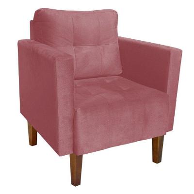 Poltrona Lívia Suede Rose Pés Chanfrado Drossi