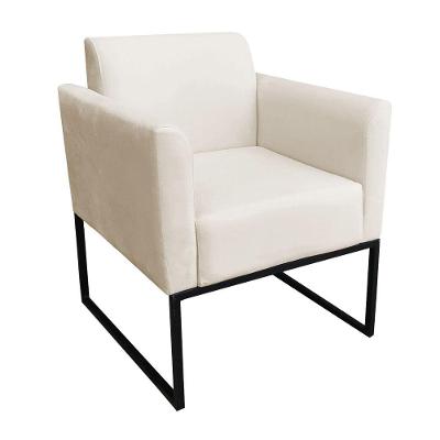 Poltrona Marisa Suede Base Industrial Metálica Preto bege