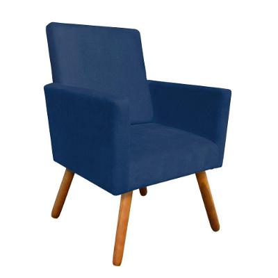 Poltrona Nina Suede Pés Palito Castanhoazul Marinho