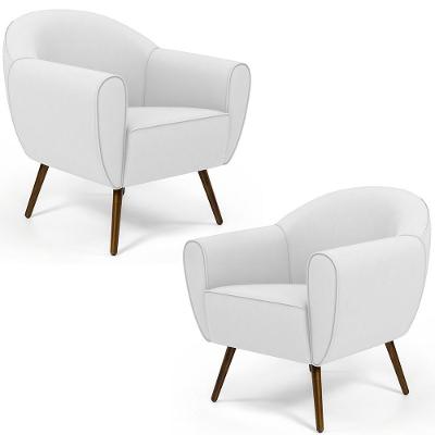 Kit 02 Poltronas Com Pés Palito Nina D02 Corano Branco C-12