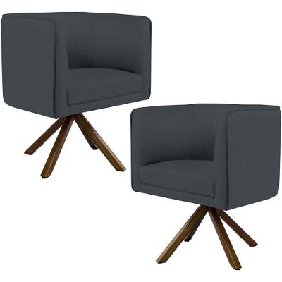 Kit 02 Poltronas Betina D02 Veludo Cinza C-317