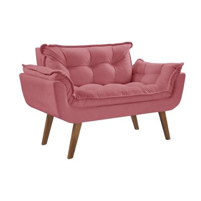 Poltrona Namoradeira 2 Lugares Opalla Pé Palito Rosa
