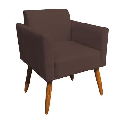 Poltrona Marisa Suede Pés Palito Castanho D´rossi marrom
