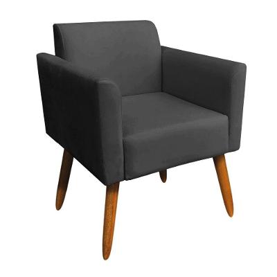 Poltrona Marisa Suede Pés Palito Castanho D´rossi preto