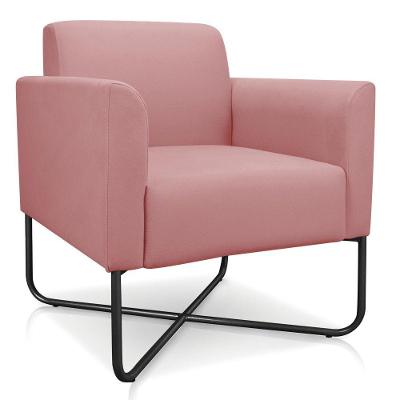 Poltrona Marisa Suede Rose Base X Industrial Preta D´rossi