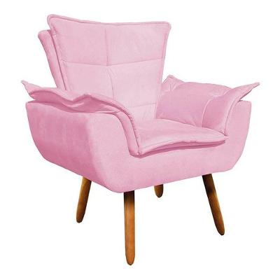 Poltrona Opala Suede Rosa Bebê