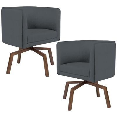 Kit 02 Poltronas Giratória Base Ka Betina D02 Cinza C-03