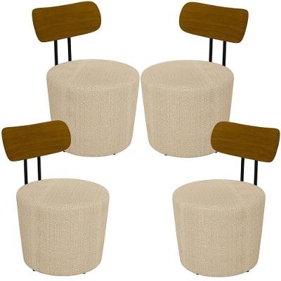 Kit 04 Poltronas Para Sala De Estar Base Fixa Luara M03 Bege