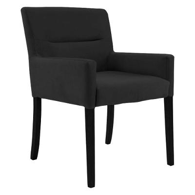 Poltrona Decorativa Sala de Estar Pés Preto Vicenza Veludo Preto Gran Belo