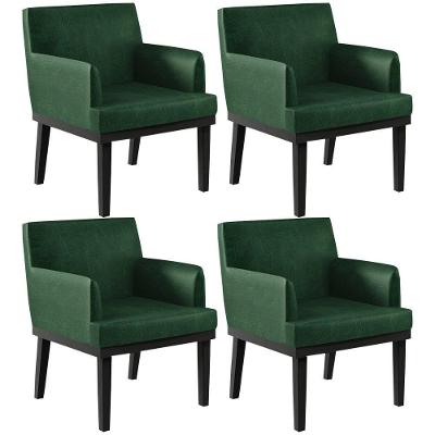 Kit 04 Poltronas Base Preto Beatriz Facto Verde Musgo