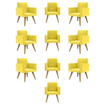 Kit 10 Cadeiras Poltronas Decorativa - Escritório - Recepção Cor:amarelo