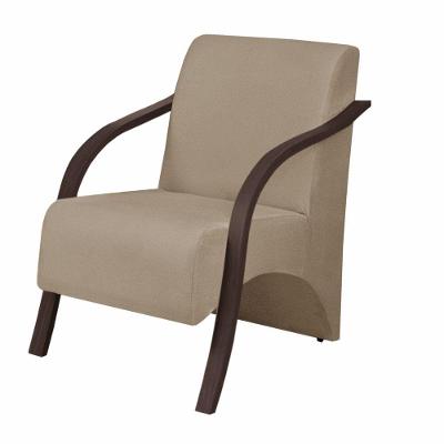 Poltrona Vênus 1 Lugar Braço Madeira Dsalla Suede Cappuccino