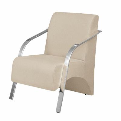 Poltrona Vênus 1 Lugar Braço Alumínio Suede Bege