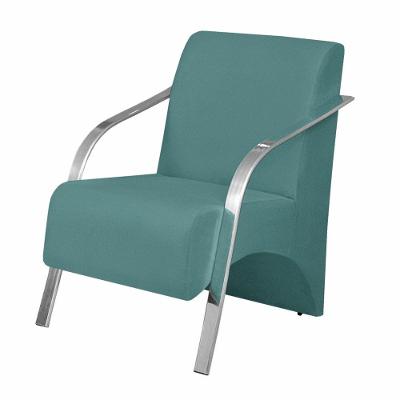 Poltrona Vênus 1 Lugar Braço Alumínio Suede Turquesa