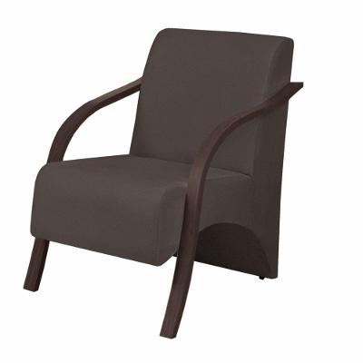 Poltrona Vênus 1 Lugar Braço Madeira Suede Marrom