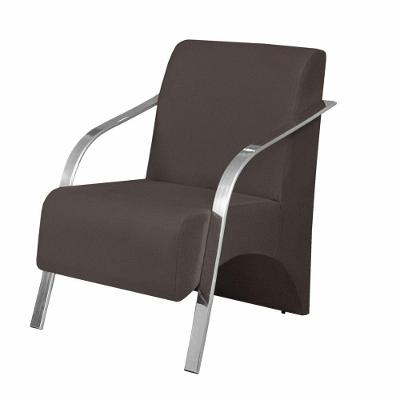 Poltrona Vênus 1 Lugar Braço Alumínio Suede Marrom