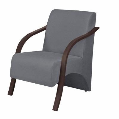 Poltrona Vênus 1 Lugar Braço Madeira Suede Grafite